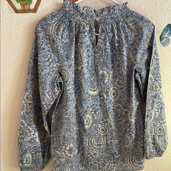 Talbots Blue Long Sleeve Blouse with Paisley Pattern - Picture 4 of 4